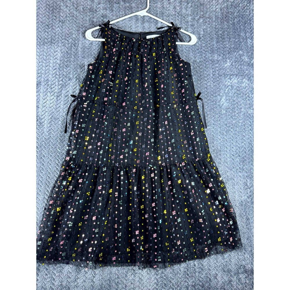 Zara Dress Girls 11-12 Black Sheer Sequin Sparkly Party Sleeveless Minimalist